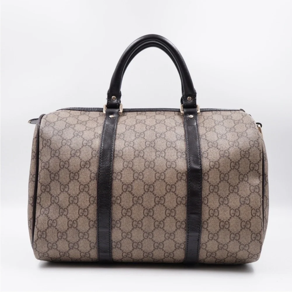 Gucci- Authentic 🍀 GG Joy Monogram Tan and Black Large Boston Bag - Picture 2 of 15